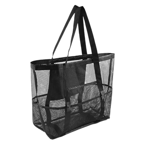 Mesh Beach Bag – Sand Resistant Tote, Multi Pocket Organizer, Large Carry Net, Waterproof Shopping Holder | Outdoor Use for Swimming Pool Seaside Picnic Camping Travel Storage Of Towels Clothing Acces von Generic