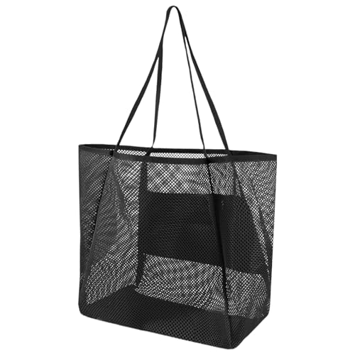 Mesh Beach Bag - Strandtasche | Khaki Leichte Tasche Mit Atmungsaktivem Netz Und Geräumigem Design | Große Einkaufstaschen Für Frauen | Wiederverwendbare Wasserfeste Sandeinkaufstaschen Mit Reißversch von Generic