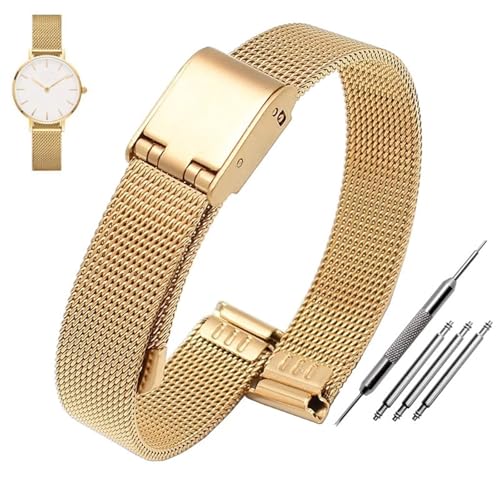 Mesh-Edelstahlarmband für DW-Uhren für Daniel Metal, ultradünnes Universalarmband(Gold,16mm) von Generic