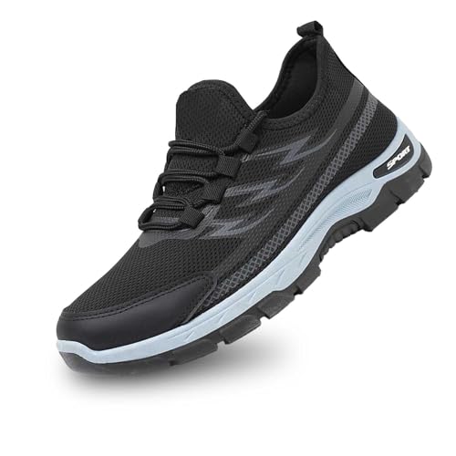 Mesh Sneaker Herren Mit Schnürsenkel, Running Schuhe Herren, Turnschuhe Mit Luftpolster Sportlichen Halbschuhe Fashion Leichtgewichts Joggingschuhe rutschfeste Tennisschuhe Casual Wanderschuhe von Generic
