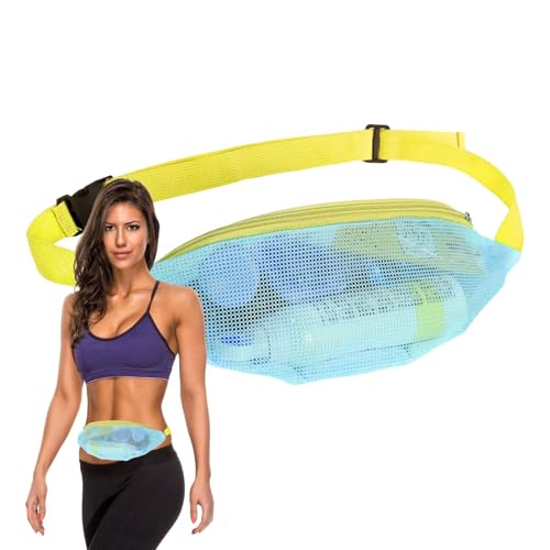 Mesh-Strandtasche – Mesh-Hüfttasche, Strandtasche für Damen | Verstellbare Strandtasche aus Netzstoff zum Umhängen, multifunktionale Sport-Hüfttasche für Picknick, Schwimmen, Urlaub, von Generic