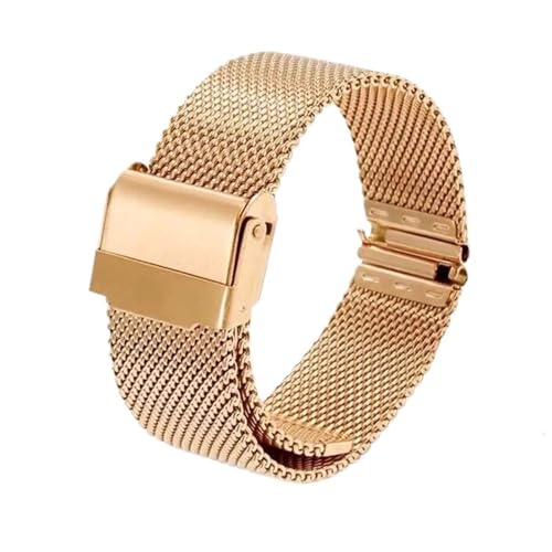 Mesh-Uhrenarmband aus Edelstahl, 17 mm, 19 mm, 21 mm, Schnellverschlussarmband(Gold,22mm) von Generic