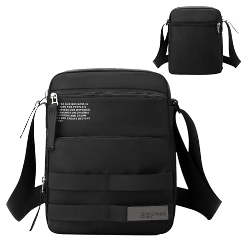 Messenger-Tasche für Herren, Umhängetaschen für Herren, Kuriertasche mit mehreren Taschen, lässig, verschleißfest, wasserdicht, modisch zum , Schwarz , Se référer au descriptif von Generic
