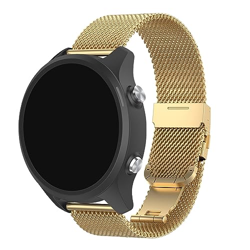 Metall Armband Kompatibel mit Garmin Forerunner 245/245 Music Armbänder, Mesh Gewebte Edelstahl Ersatzarmband Uhrenarmband für Damen Herren (Gold, One Size) von Generic