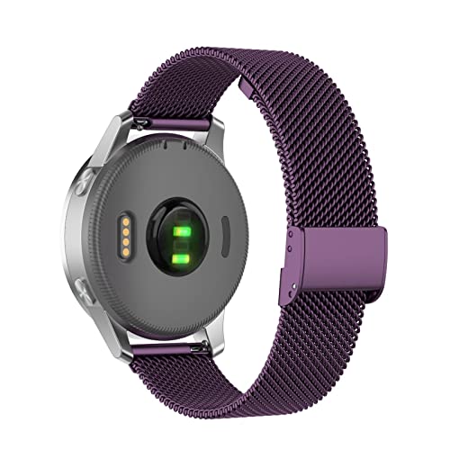 Metall Armband Kompatibel mit Garmin Forerunner 265S/Forerunner 255S/Forerunner 255S Music Armband Damen Herren Armbänder Edelstahl Metall Mesh Ersatzarmband (Purple, One Size) von Generic