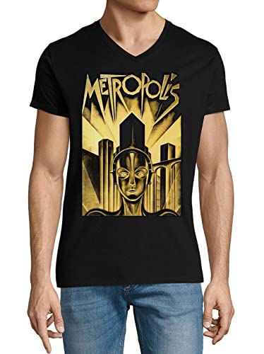 Metropolis German Cinema Movie Bronze Poster Art Herren-T-Shirt aus Baumwolle mit V-Ausschnitt Schwarz X-Large von Generic