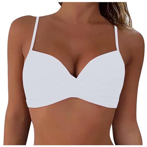 Micro Badeanzug Damen Bikinihose High Waist Hoher Beinausschnitt Badeanzug Damen Ohne TräGer Bikini Damen Push Up Triangel Badekleid 48 Tanga Bikinihose Weiß Bademode XXL Frauen Bikini Oberteil von Generic