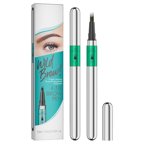 Microblading Augenbrauenstift - Eyebrow Pen Pencil Augenbrauenstift, 4-Zinken-Micro-Gabelspitzen,Langanhaltend, Wasserfest,Pinselspitze erzeugt natürliche Augenbrauen (Dunkelgrau) von Generic