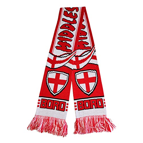 Middlesbrough Schal | Boro Soccer Fan Schal | Premium Acryl Strick, Blau mit weißem Rand, Large von Generic