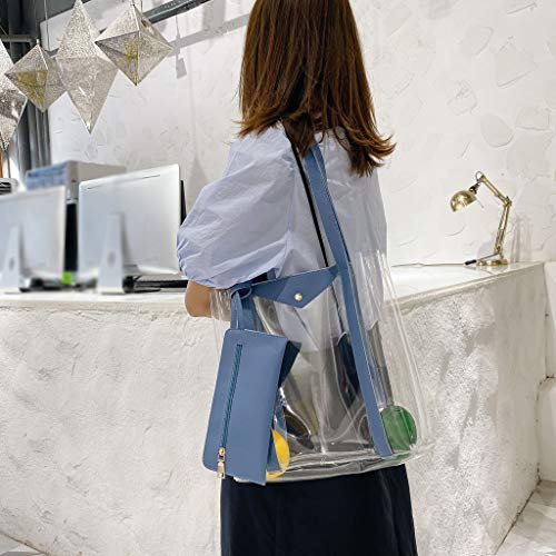 Militär Gürtel Mit Taschen Art- und Weisefrauen-Strand-transparenter Beutel Hasp-Beutel-Schulter-Beutel-Handtasche + Kupplungs-Beutel Nähanleitung Taschen (Blue, One Size) von Generic