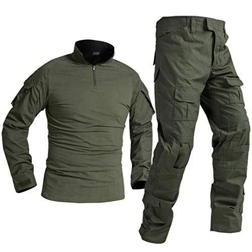 Militär-Uniform Soldatenanzug Militär Paintball Kleidung Herren Kampfshirt Hose, grün, XL von Generic