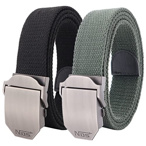 Militärischer taktischer Gürtel aus Segeltuch für Herren Damen mit hochklappbarer Metallschnalle, Übergröße bis zu 170cm lang, 2er-Pack von Generic
