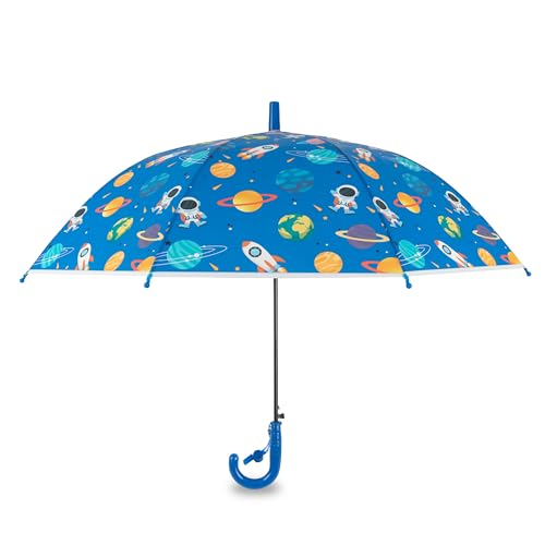 Generic Space Explorer Tragbarer Regenschirm mit integrierter Pfeife, bunten Drucken und transparentem Regenschirm mit winddichtem Design, 8 Rippen, kompakter Regenschirm, blickdichter und klarer von Generic