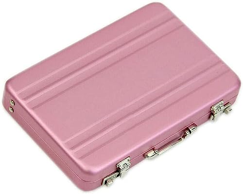 Mini Aluminium Koffer Aktentasche Kartenhalter Box Visitenkartenetui Visitenkartenorganizer für Mann und Frau, Pink von Generic