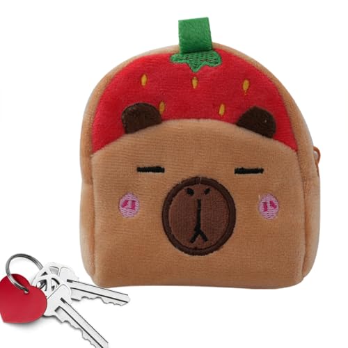 Mini Plüschbeutelbeutel | Süße Cash -Beutel -Tasche | Soft Capybara Plüsch Anhänger Organizer für Mädchen Rucksack Accessoire Tragbare Beutel für Snacks Süßigkeiten Kopfhörer Reißversch von Generic