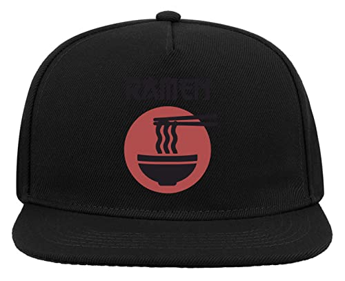 Minimalist Ramen Noodles Japanese Food Graphic 5-Panel-Baseballmütze mit flachem Visier und Snapback Schwarz von Generic