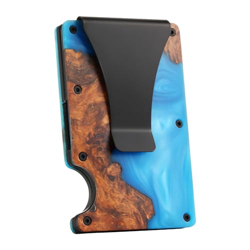 Minimalistische Geldbörse für Herren - RFID-blockierende Fronttasche mit Geldklammer, Kartenhalter, kompaktes leichtes Design - Perfektes Geschenk für Männer, Blau, Midnight Horizon von Generic