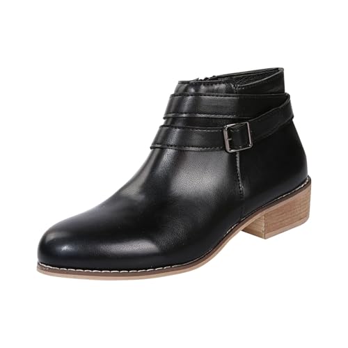 Minimalistische Stiefel mit seitlichem Reißverschluss für Damen, Stiefeletten, Kurze Stiefel, Einzelschuhe für Damen, Freizeitschuhe Damen Sneaker Turnschuhe Damen WeißE Stiefel (Black, 41) von Generic