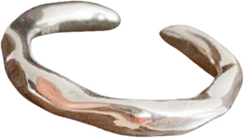 Minimalistischer offener Kupferring mit Mond für Damen, dreilagiges stapelbares Design, verstellbarer Schmuck von Generic