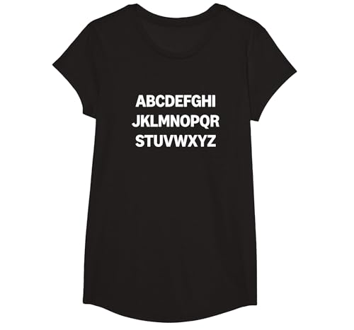 Minimalistisches Alphabet-Typografie-Design T-Shirt, Girls, Schwarz, XS Minimalistisches Alphabet-Typografie-Design T-Shirt, Girls, Schwarz, XS von Generic