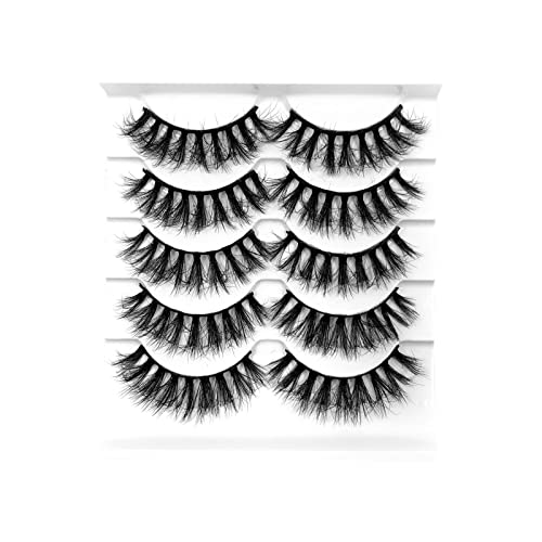 Mink Multipack Lashes Wispy Lashes Volume Eyelashes 8D 10 Faux False Dramatic Pack Nerzwimpern Augenpaare Eyeliner Schablone Silikon (E, One Size) von Generic