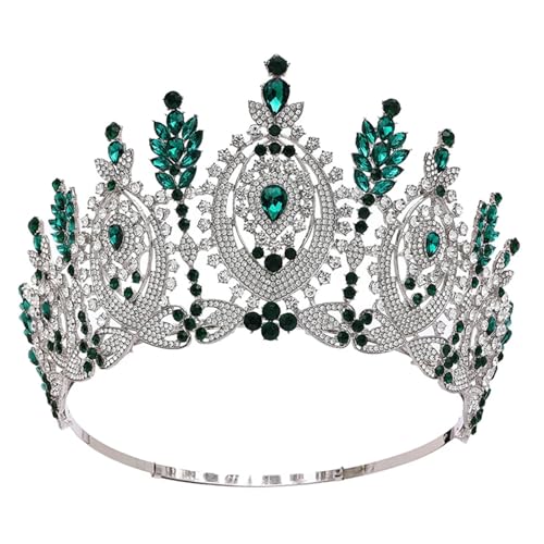 Miss Tiaras Kopfschmuck rund hoher Diadem Brautkrone Festzug Braut Hochzeitskleid Haarschmuck Zubehör von Generic