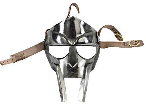 Mittelalter Gladiator Gesichtsmaske Mad Villain Doom MF Gesichtsmaske Stahl Kostüm Lederstreifen Maske Gesichtsbedeckung Metall Gesichtsmaske von Generic