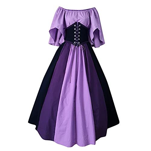 Mittelalter Kleid Damen Lang Gothic Kleider Karneval Kostüm Retro Partykleider Ballkleid Abendkleid Cosplay Dress Mittelalterliche Kleid Große Größen Renaissance Kostüm von Generic