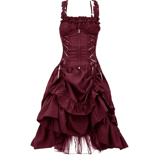 Mittelalter Kleid Damen Lang Renaissance Kleider Rot Gothic Kleidung Halloween Kostüm Karneval Kostüme Steampunk Strapskleid Medieval Dress Midikleid Vintage Schulterträgern Mittelalter Kleid Damen Lang Renaissance Kleider Rot Gothic Kleidung Halloween Kostüm Karneval Kostüme Steampunk Strapskleid Medieval Dress Midikleid Vintage Schulterträgern von Generic
