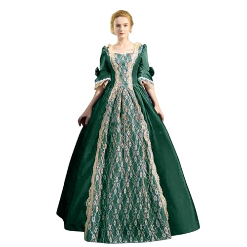 Mittelalter Kleid Damen Renaissance Mittelalter Viktorianischen Königin Kleider Retro Corsagenkleid Prinzessin Trompetenärmel Gotisch Maxikleid Elegant Gothic Mittelalterliches Kleid von Generic