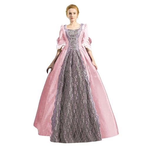 Mittelalter Kleid Damen Renaissance Mittelalter Viktorianischen Königin Kleider Retro Corsagenkleid Prinzessin Trompetenärmel Gotisch Maxikleid Elegant Gothic Mittelalterliches Kleid von Generic