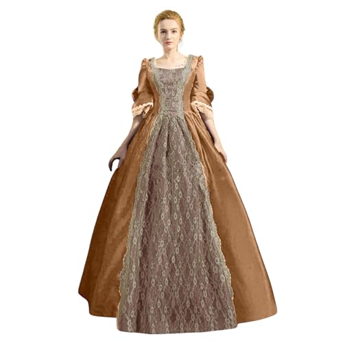 Mittelalter Kleid Damen Renaissance Mittelalter Viktorianischen Königin Kleider Retro Corsagenkleid Prinzessin Trompetenärmel Gotisch Maxikleid Elegant Gothic Mittelalterliches Kleid von Generic