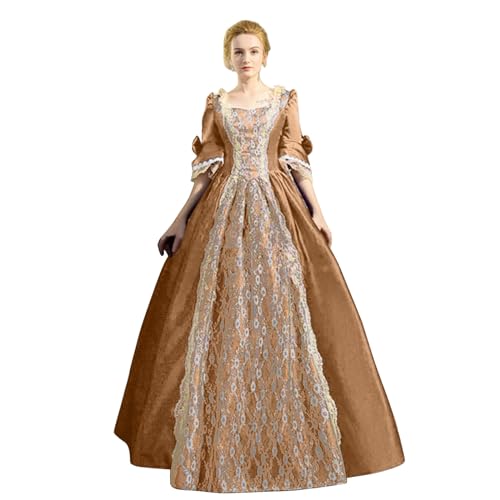 Mittelalter Kleid Damen Renaissance Mittelalter Viktorianischen Königin Kleider Retro Corsagenkleid Prinzessin Trompetenärmel Gotisch Maxikleid Elegant Gothic Mittelalterliches Kleid von Generic