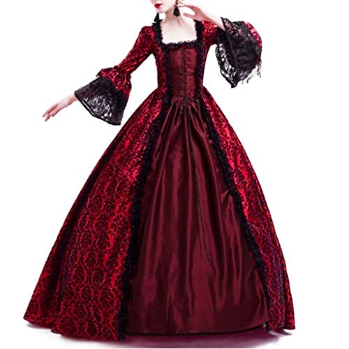 Mittelalter Kleid Damen Viktorianisches Rokoko-Kleid Ballkleid Viktorianisches Rokoko-Kleid, Inspiration Maiden Kostüm Ballkleid Maskerade Kleid Satin Maxi mit Trompete Ärmel von Generic