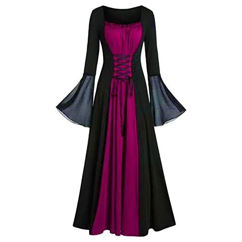 Mittelalter Kleid Mädchen - Damen Robe zum Schnüren Halloween Karneval Kostüm Elegant Gothic Cosplay Dress Kostüm Damen Gothic Hexen Kleid Renaissance Kostüm Faschingskostüme für Halloween Kostüm von Generic