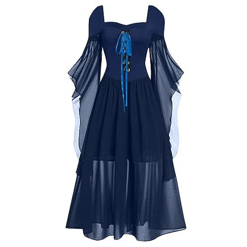 Mittelalter Kleidung Damen Fee Vampir Mit Spitze Fledermaus-Ärmel Kleid Fasching Renaissance Victorian Mittelalter Kleid Festliche Kleidun Mittelalter Kleidung Damen Fee Vampir Mit Spitze Fledermaus-Ärmel Kleid Fasching Renaissance Victorian Mittelalter Kleid Festliche Kleidun von Generic