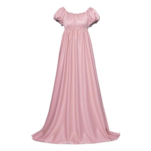 Mittelalter Kleidung Damen Viktorianisches Kleid Damen Regency Kleid Festliche Kleider Abendkleid Regency Kleider für Damen mit Satin-Schärpe Gerüschten Puffärmeln Empire-Taille Gothic Kleid von Generic