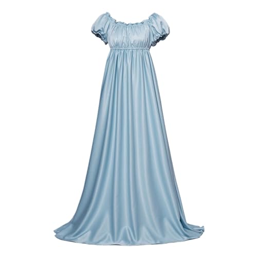 Mittelalter Kleidung Damen Viktorianisches Kleid Damen Regency Kleid Festliche Kleider Abendkleid Regency Kleider für Damen mit Satin-Schärpe Gerüschten Puffärmeln Empire-Taille Gothic Kleid von Generic