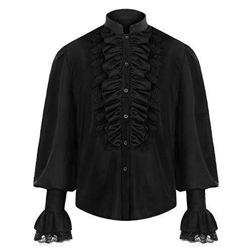 Mittelalter Kleidung Herren - Langarmshirt Herren Oberteile Gothic Hemden Bandagen Palast Renaissance Viktorianisch Punk Kleidung Halloween Kostüm Karneval Cosplay Party Bühne Show Kostüme von Generic