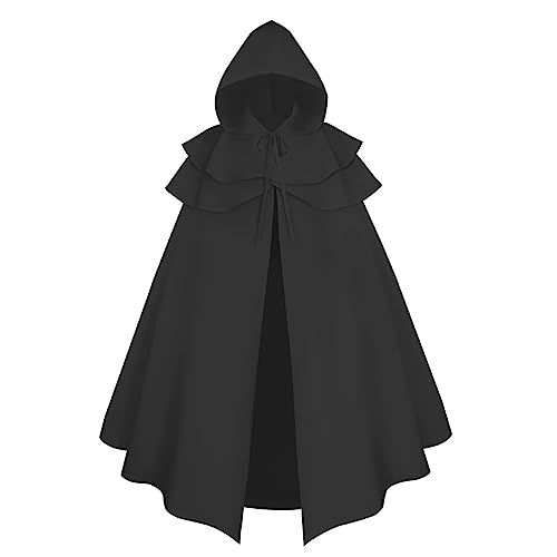 Mittelalter Umhang Gotisch - Cape Mantel Umhang mit Kapuze Mittelalter Kostüm Erwachsener Karneval Halloween Umhang Halloween Lange Cape Vampir Kleid Retro Cosplay für Karneval Halloween Kostüm von Generic