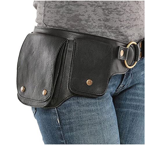 Mittelalterliche Damen Vintage Gürteltasche PU-Leder Verstellbare Utility Hüfttasche Wikinger Ritter Pirat Cosplay Hüfttasche Geldbörse Outdoor Sport Verstellbare Knopftasche, Mittelalterlicher S von Generic