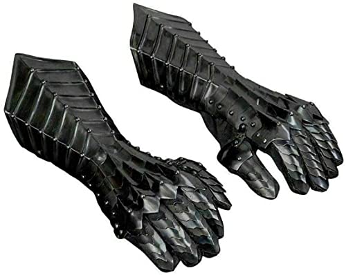 Mittelalterliche Gothic-Handschuhe Nazgul Armor Gauntlet Tragbare Kostümhandschuhe Metallhandschuhe Reenactment LARP Gauntlet Armor Mid Century Cosplay Handschuhe, Schwarz, 35,6 cm, Schwarz , 36 cm von Generic