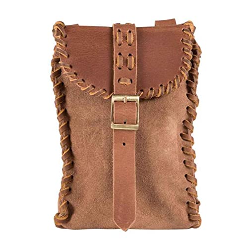 Mittelalterliche Handelstasche, handgewebt, PU-Gürtelschnalle, Gürteltasche, Renaissance, Retro, minimalistisch, Umhängetasche, kleine Outdoor-Tasche, mittelalterlicher Stil (braun) von Generic