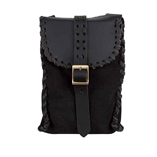 Mittelalterliche Handelstasche, handgewebte PU-Gürtelschnalle, Renaissance-Retro-Minimalist-Umhängetasche, kleine Outdoor-Tasche, mittelalterlicher Stil (Schwarz) von Generic