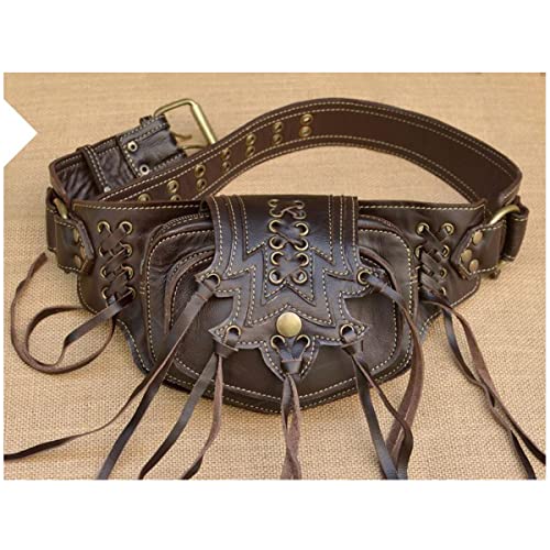 Mittelalterliche Punk-Gürteltasche Herren Vintage Hüfttasche mit Quaste Nieten verstellbare PU-Leder-Gürteltasche Outdoor-Sport Reißverschlusstasche Kostümzubehör 2, Mittelalterlicher Stil, Lapp von Generic