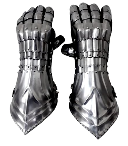 Mittelalterliche Rüstung Stulpen Historische Nazgul Arm Handschuhe Ritter Larp Krieger Gauntlet Europäische Kreuzritter Arm Handschuhe Rollenspiel Kostüm, silber, One size von Generic