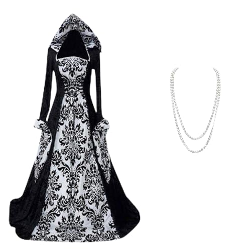 Mittelalterliche Viktorianischen Königin Kleider Renaissance Gotisch Maxikleid Karneval Halloween Party Prinzessin Kostüm Damen Retro Mittelalter Kleid mit Trompetenärmel Freizeit von Generic