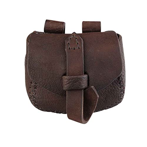 Mittelalterliche Vintage Geldtasche Tasche Taille Ring Gürtel Kostüm Zubehör Teile für Männer Frauen Wikinger Leder Kordelzug, Lapp Mittelalter Stil (Braun) von Generic