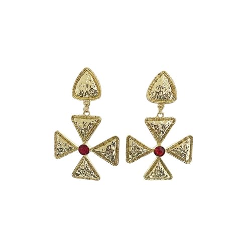 Mittelalterliche Vintage-Ohrringe, französische übertriebene geometrische Fransenohrringe für Frauen, Vintage-Ohrringe mit hohem Design Ppq882 (Gold, One Size) von Generic