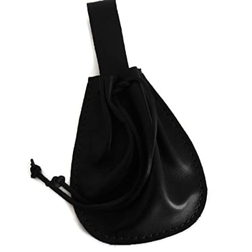 Mittelalterliche Wiederbelebung Münzbeutel Tasche Gürtel Zubehör Wikinger Kostümteile Retro Leder Kordelzug Geldbeutel, Gelb, Lapp Mittelalterlicher Stil (Schwarz) von Generic